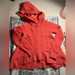 Moth Vibrant Red Hooded Sweater Wool